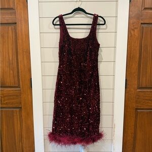 Better Be Burgundy Sequin Midi Dress